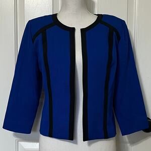Studio One Royal Blue Cropped Blazer Sleek Black Trim Structured Chic Jacket